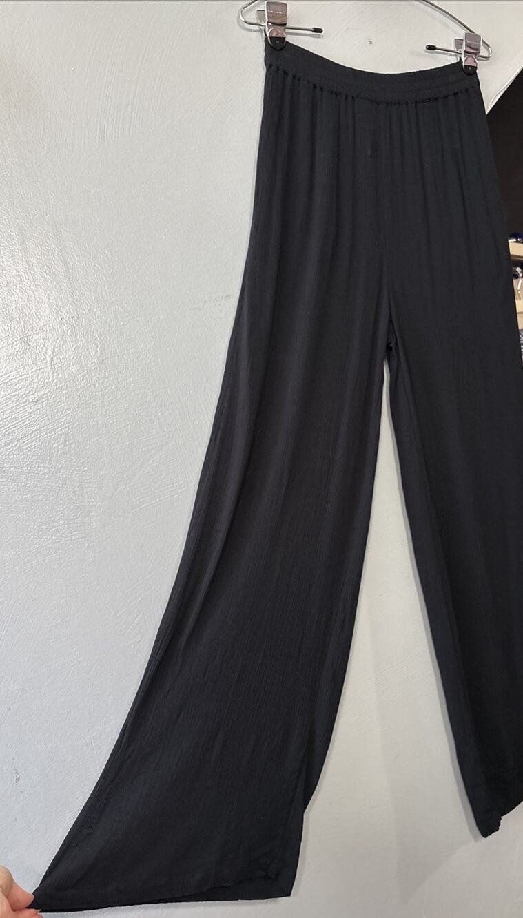 Volcom Wide Leg Crinkle Pants Size Small Black Stoneshine Junki Gothic Beach